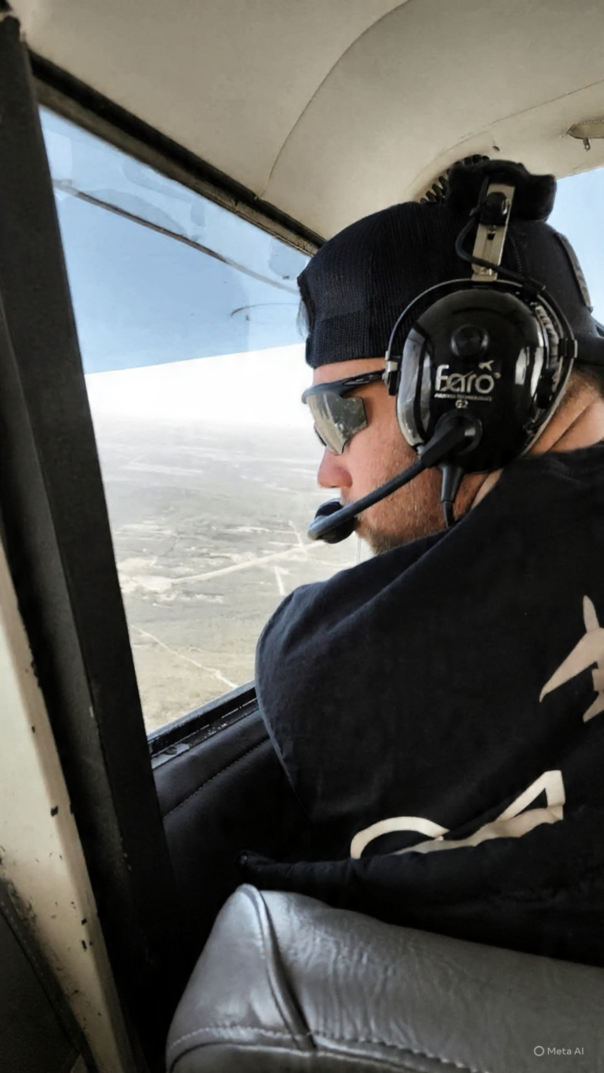 Rowdy Freeman at the controls in flight